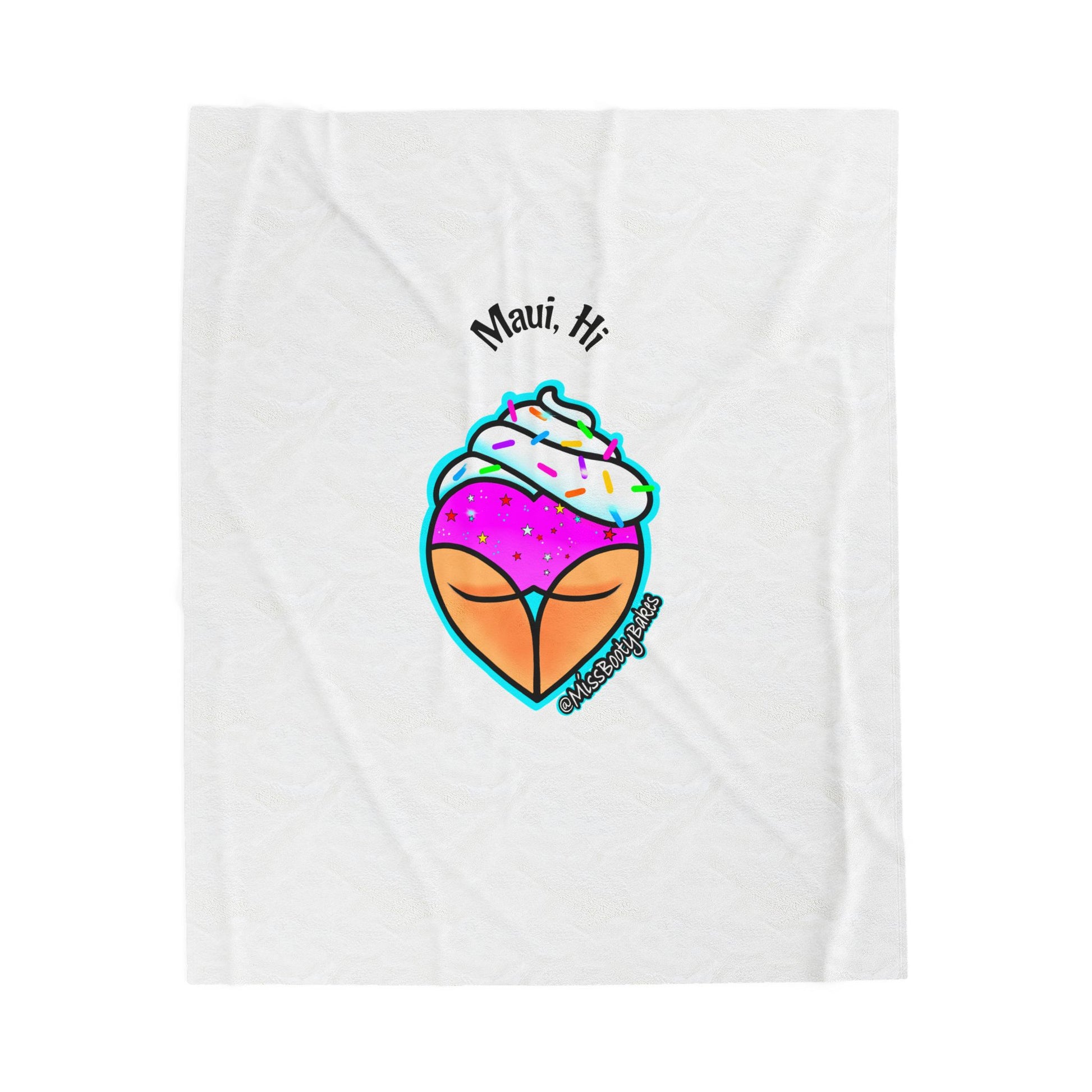 Colorful Ice Cream Heart Plush Blanket, Cozy Throw for Summer, Maui Souvenir Gift, Soft Bed Blanket, Home Decor